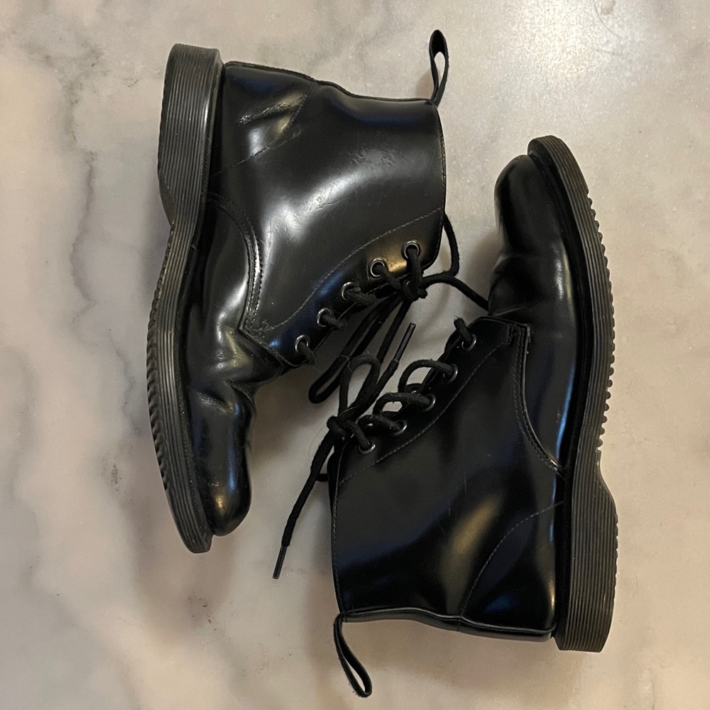 Dr. Martens Emmeline Brown Sole Lace up Ankle Combat Boots